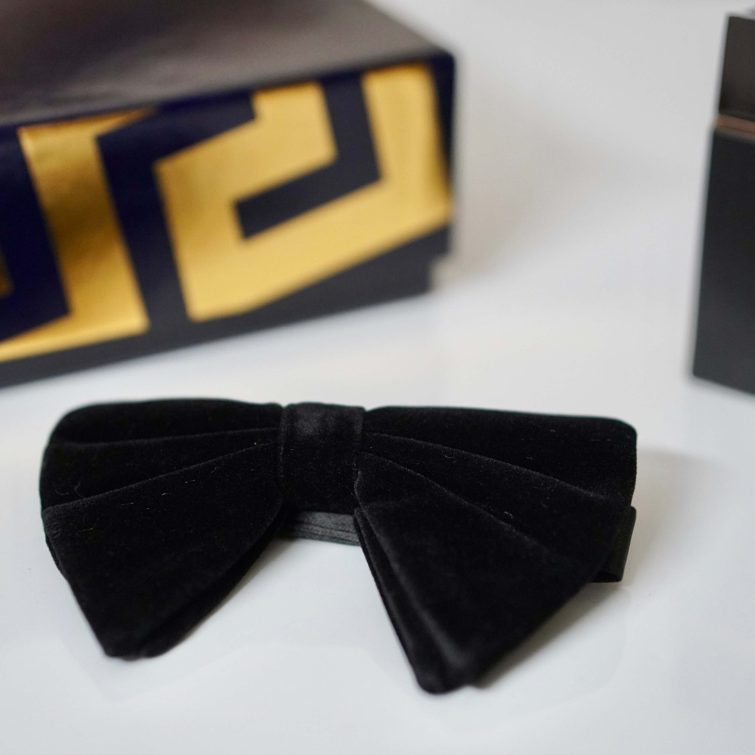 Black Velvet Butterfly Bow Tie - Image 2